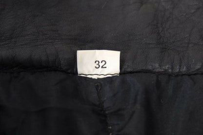 KETT BY LINTEK GLEAVE BLACK LEATHER BIKER TROUSERS: WAIST 30 IN/INSIDE LEG 31 IN