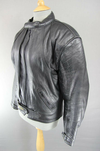 CLASSIC DUKE BLACK LEATHER BIKER JACKET 38 INCH