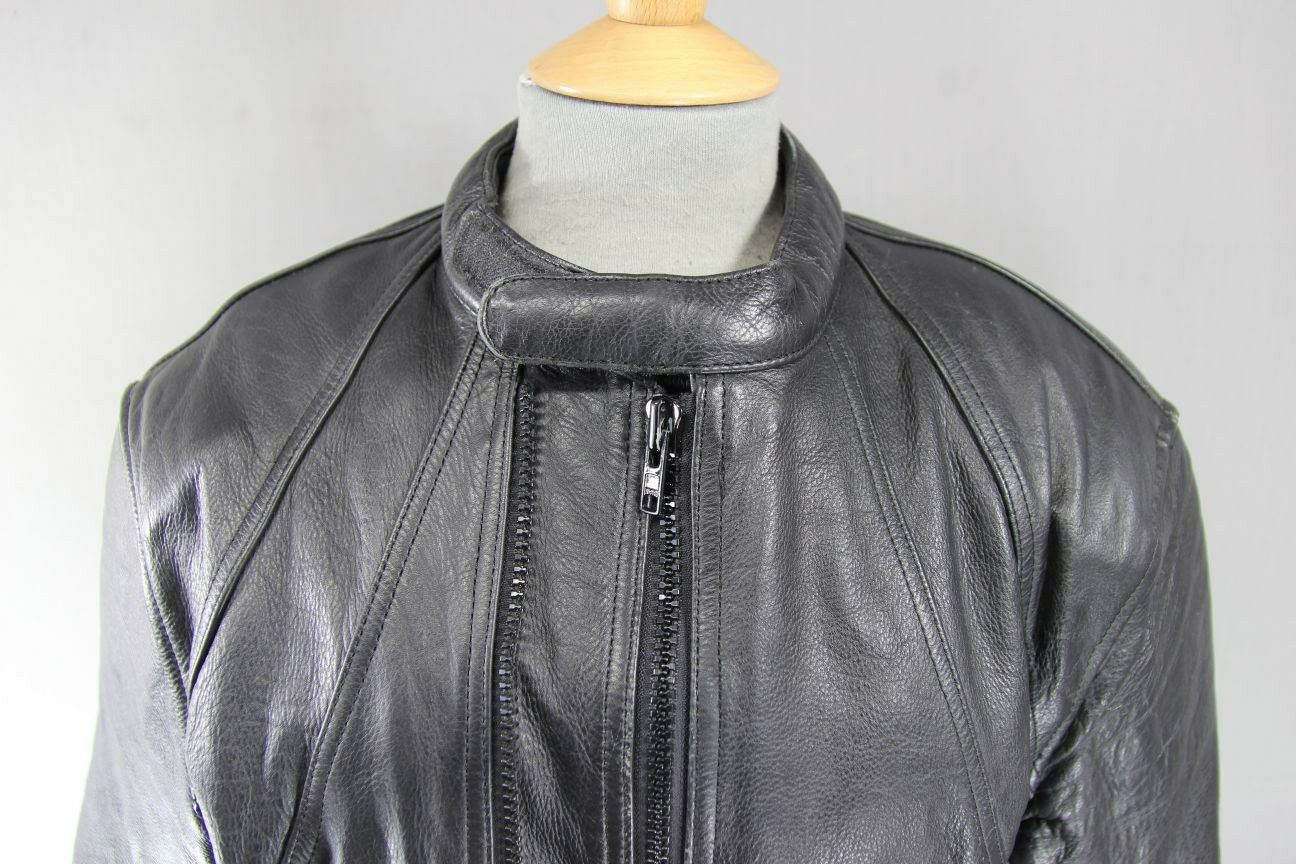 CLASSIC DUKE BLACK LEATHER BIKER JACKET 38 INCH