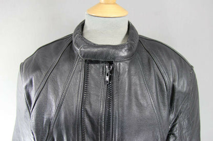 CLASSIC DUKE BLACK LEATHER BIKER JACKET 38 INCH
