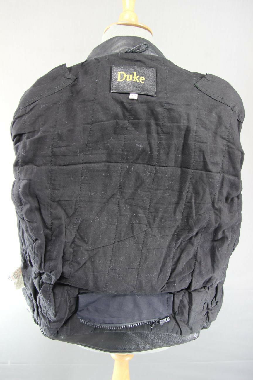 CLASSIC DUKE BLACK LEATHER BIKER JACKET 38 INCH