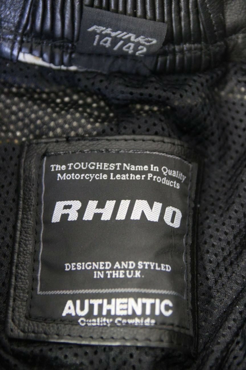 RHINO BLACK COWHIDE LEATHER BIKER TROUSERS SIZE 14: WAIST 28 IN/INSIDE LEG 30 IN