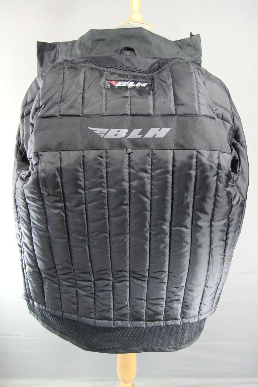 BLH GIBUS REFLECTIVE BLACK TEXTILE BIKER JACKET + CE ARMOUR & THERMAL LINING:MED