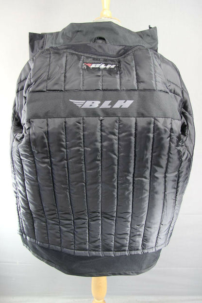 BLH GIBUS REFLECTIVE BLACK TEXTILE BIKER JACKET + CE ARMOUR & THERMAL LINING:MED