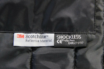 BLH GIBUS REFLECTIVE BLACK TEXTILE BIKER JACKET + CE ARMOUR & THERMAL LINING:MED