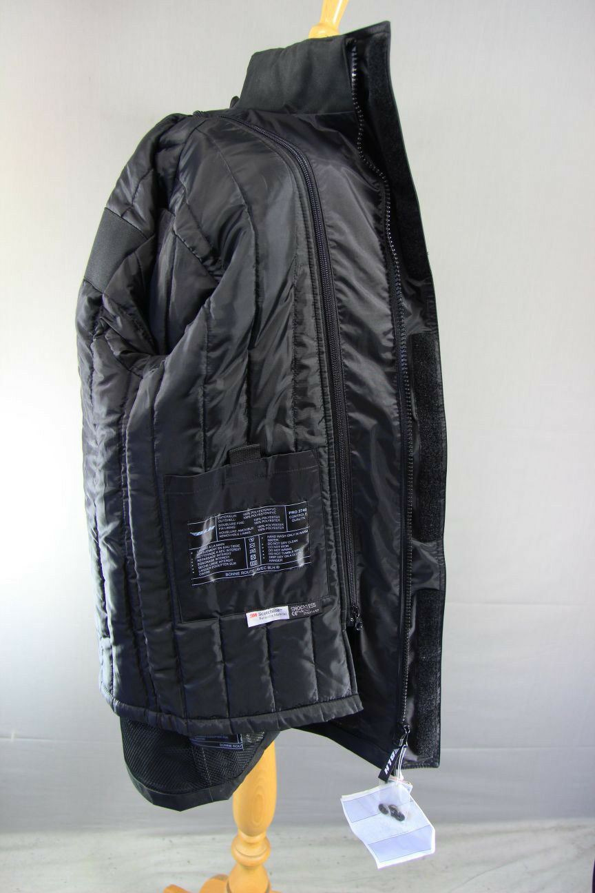 BLH GIBUS REFLECTIVE BLACK TEXTILE BIKER JACKET + CE ARMOUR & THERMAL LINING:MED