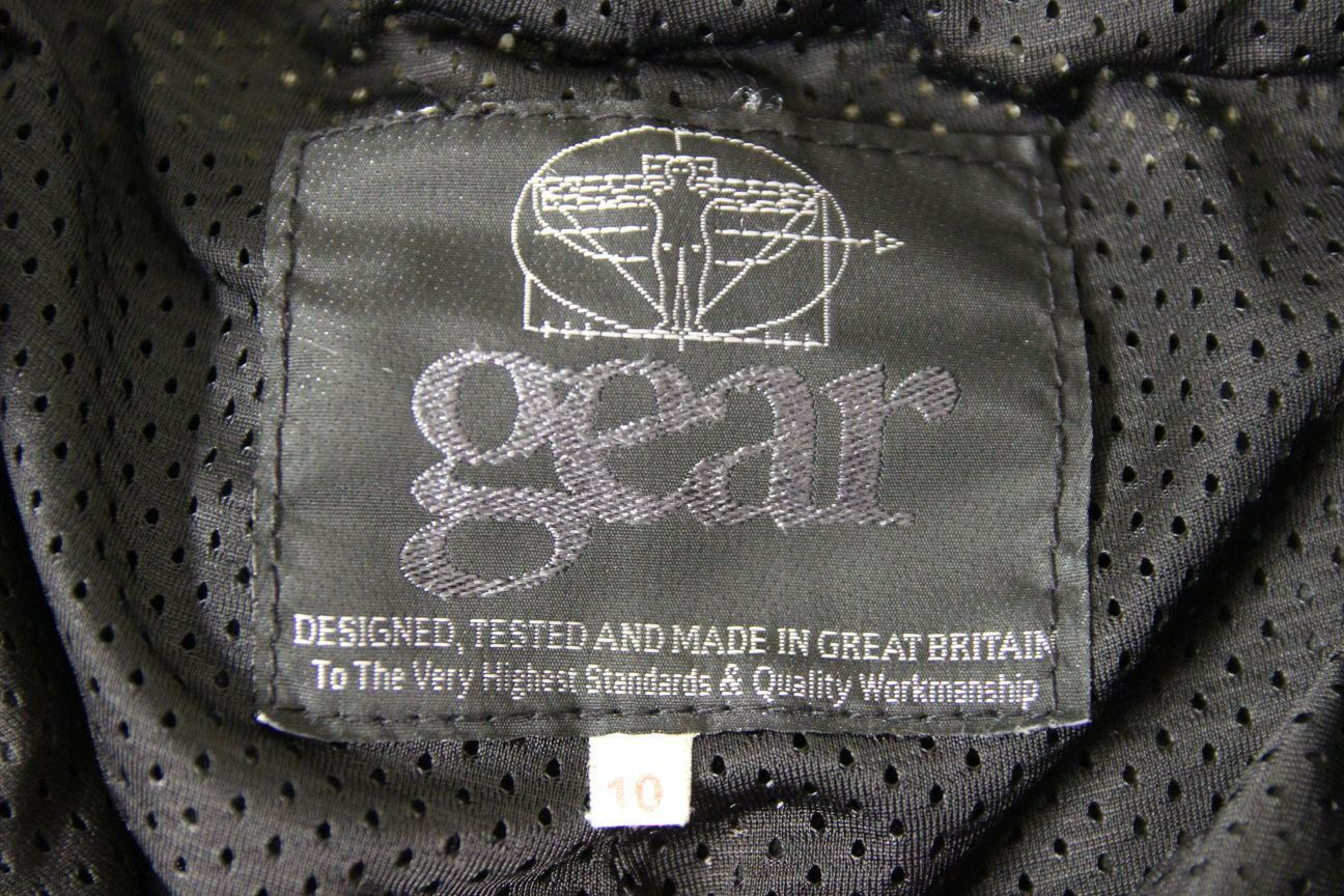 BRITISH MADE GEAR BLACK LEATHER BIKER TROUSERS SIZE 10: WAIST 26"/INSIDE LEG 28"