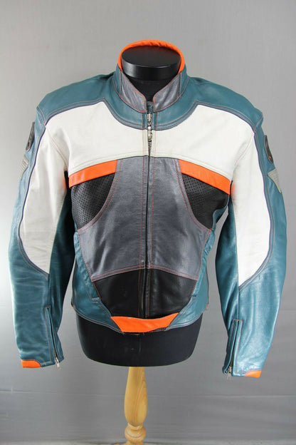 HEIN GERICKE PRO SPORTS LEATHER BIKER JCKT + BACK/SHOULDER/ELBOW PROTECTORS 40IN
