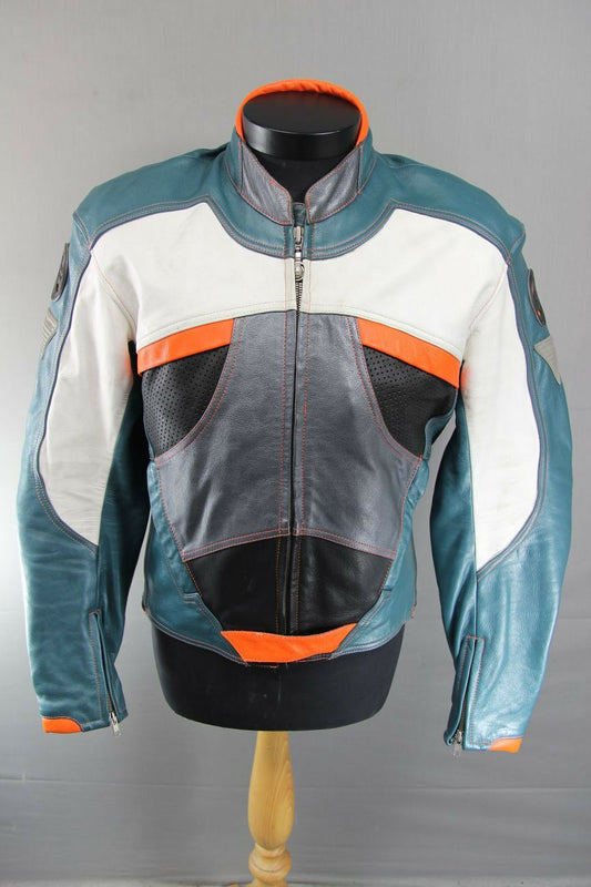 HEIN GERICKE PRO SPORTS LEATHER BIKER JCKT + BACK/SHOULDER/ELBOW PROTECTORS 40IN