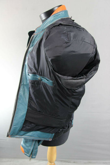 HEIN GERICKE PRO SPORTS LEATHER BIKER JCKT + BACK/SHOULDER/ELBOW PROTECTORS 40IN