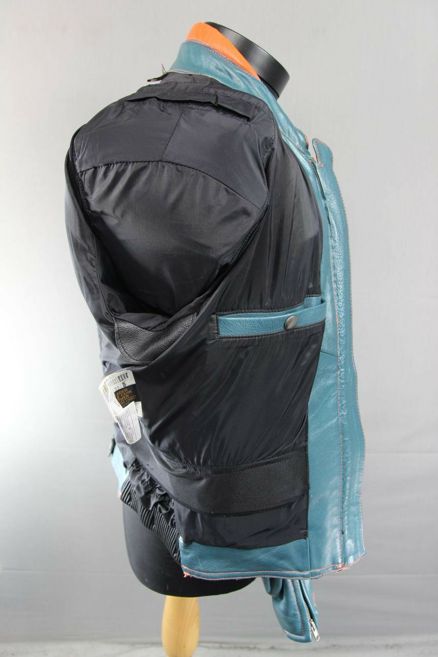 HEIN GERICKE PRO SPORTS LEATHER BIKER JCKT + BACK/SHOULDER/ELBOW PROTECTORS 40IN