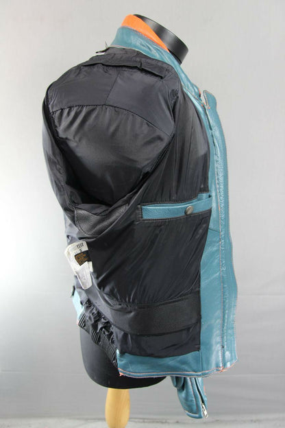HEIN GERICKE PRO SPORTS LEATHER BIKER JCKT + BACK/SHOULDER/ELBOW PROTECTORS 40IN