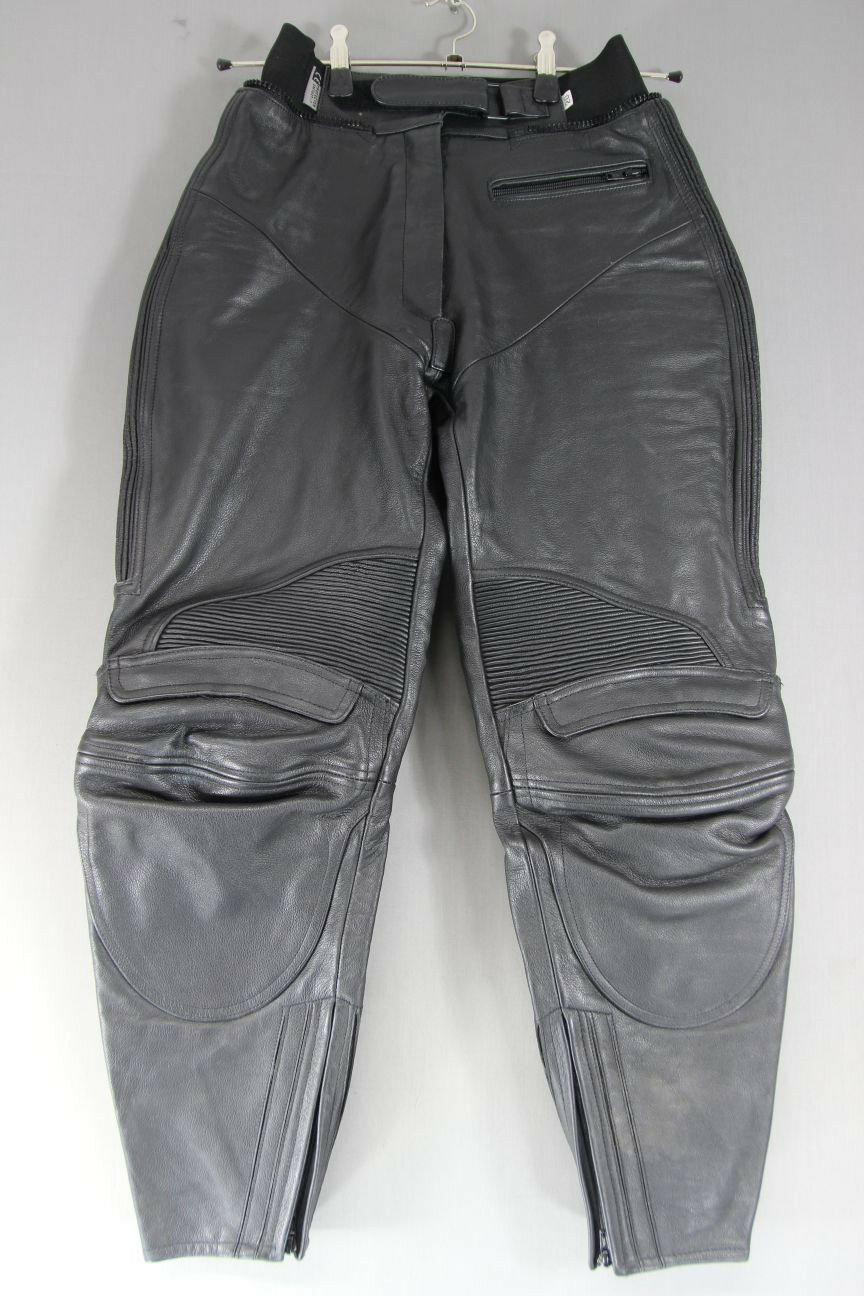 CLASSIC IXS BLACK LEATHER BIKER TROUSERS: WAIST 28 INCHES/INSIDE LEG 27 INCHES