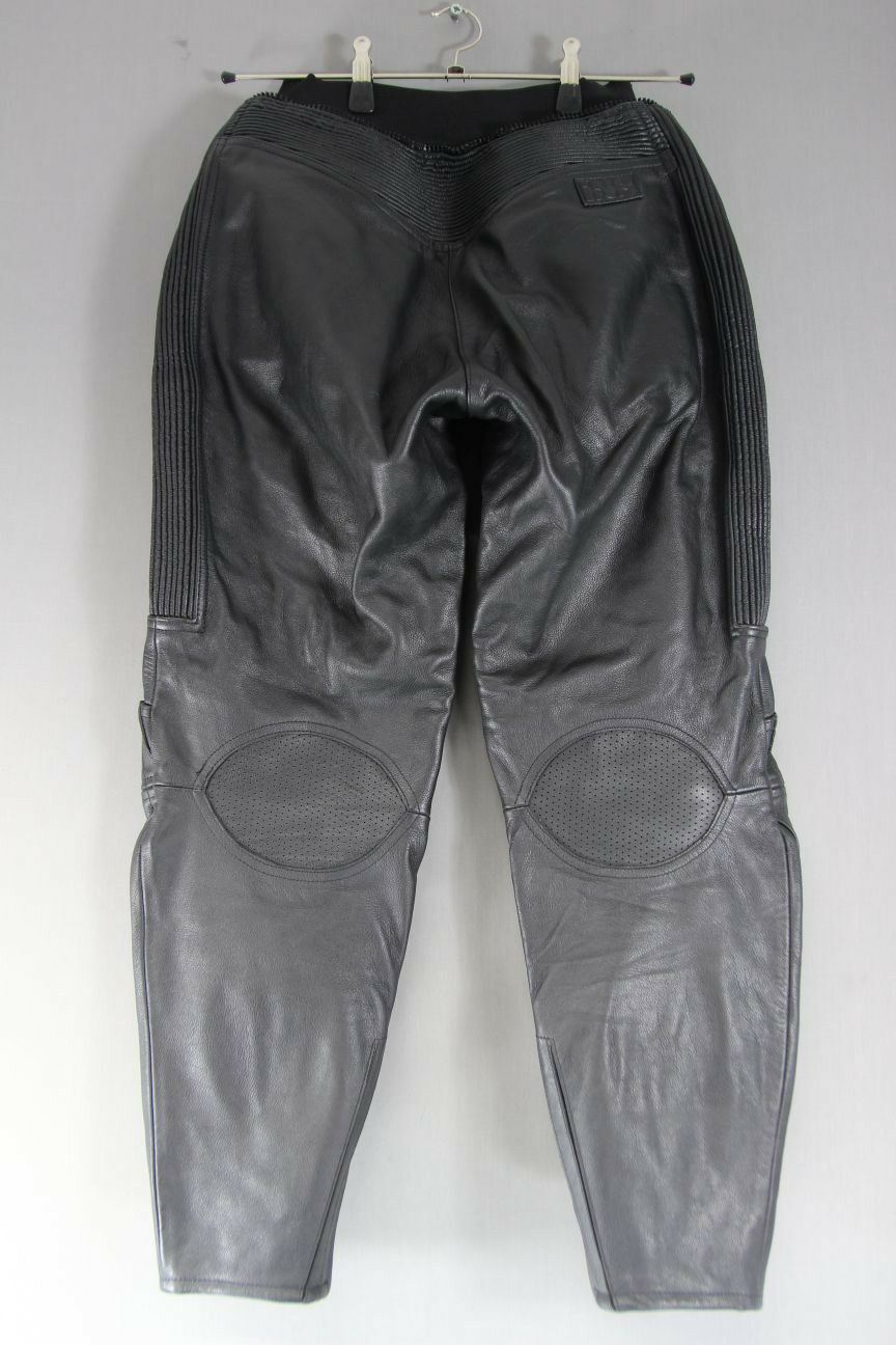 CLASSIC IXS BLACK LEATHER BIKER TROUSERS: WAIST 28 INCHES/INSIDE LEG 27 INCHES