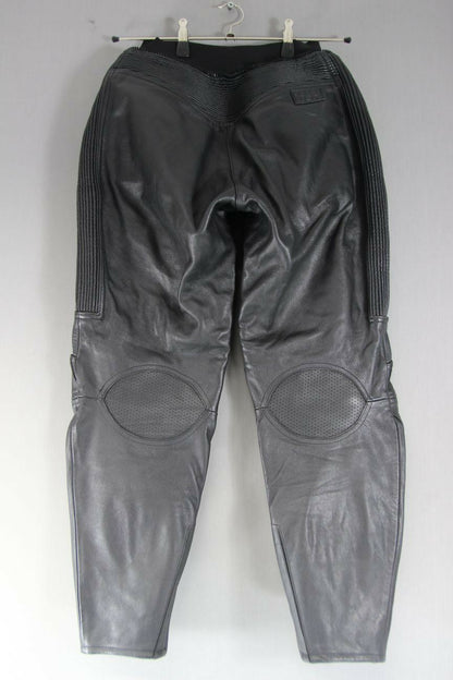 CLASSIC IXS BLACK LEATHER BIKER TROUSERS: WAIST 28 INCHES/INSIDE LEG 27 INCHES