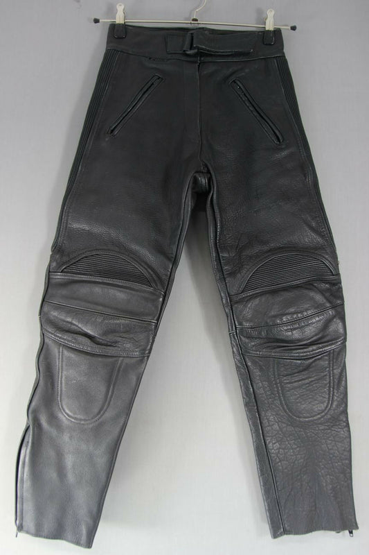 LEWIS LEATHER BLACK BIKER TROUSERS SIZE 14 - WAIST 26 INCH/INSIDE LEG 26 INCH