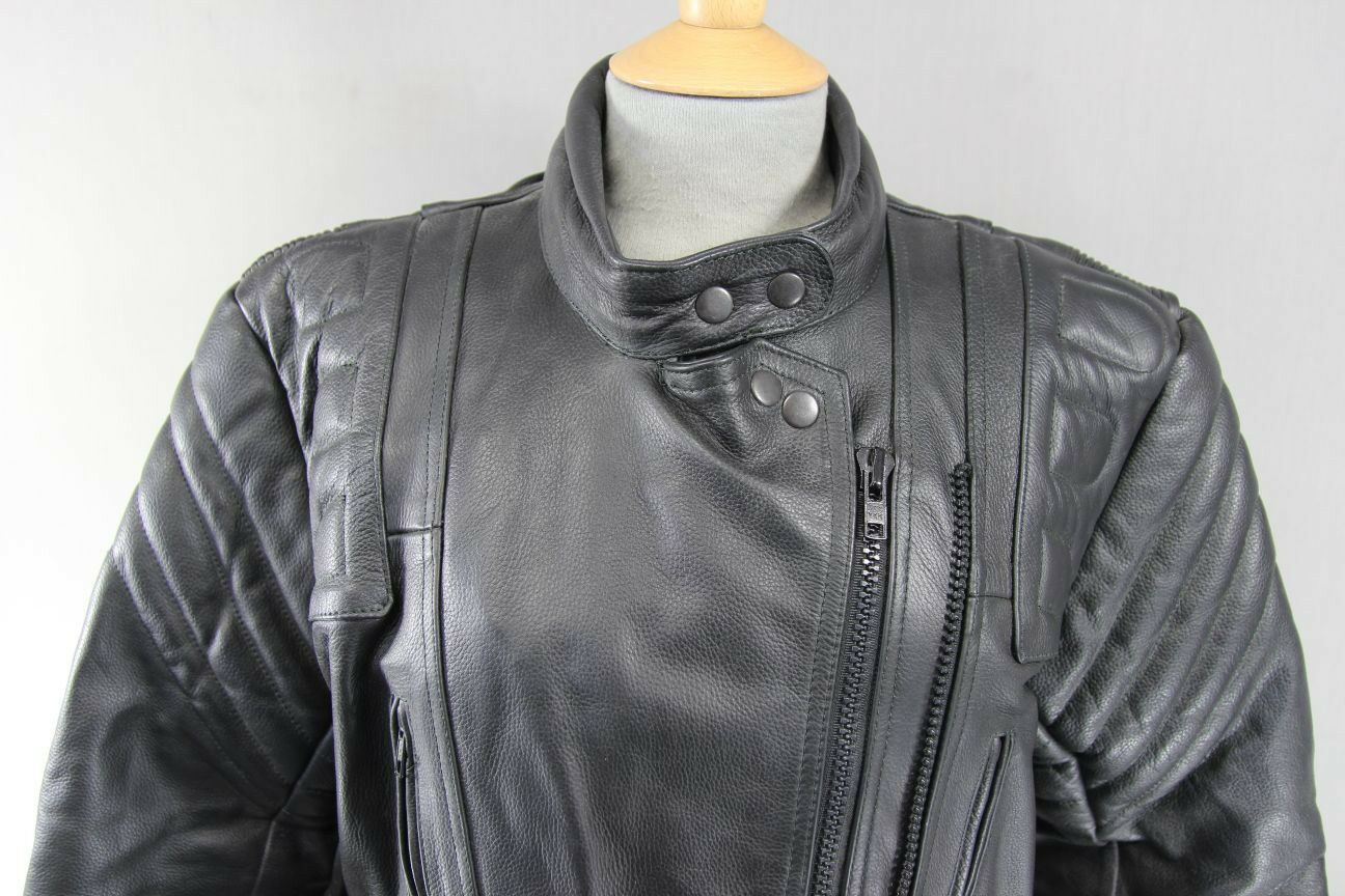 CLASSIC TRURIDERZ BLACK LEATHER BIKER JACKET SIZE 14