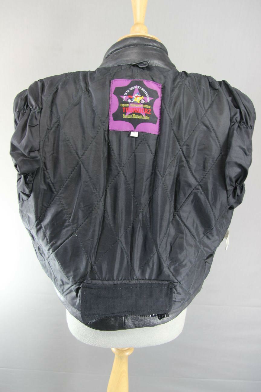 CLASSIC TRURIDERZ BLACK LEATHER BIKER JACKET SIZE 14