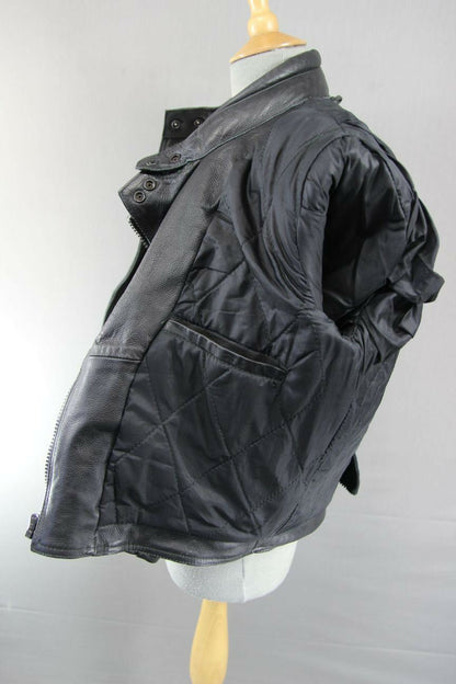 CLASSIC TRURIDERZ BLACK LEATHER BIKER JACKET SIZE 14