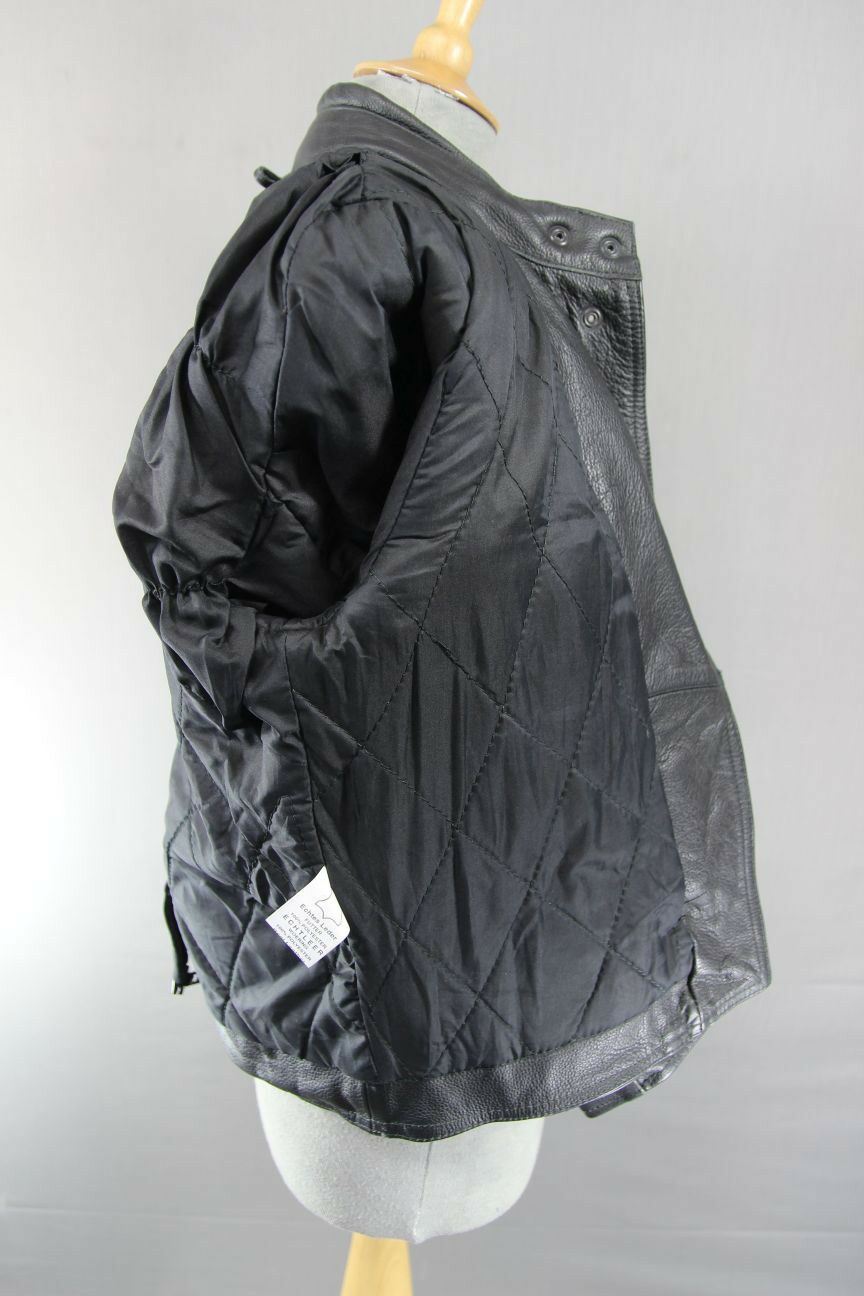 CLASSIC TRURIDERZ BLACK LEATHER BIKER JACKET SIZE 14