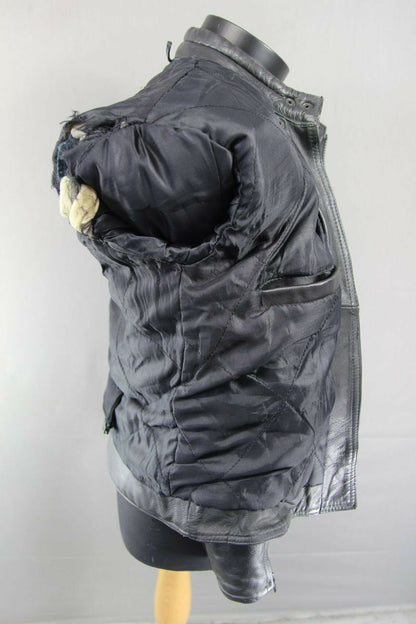 CLASSIC BLACK DYNAMIC LEATHERS COWHIDE BIKER JACKET SIZE 12
