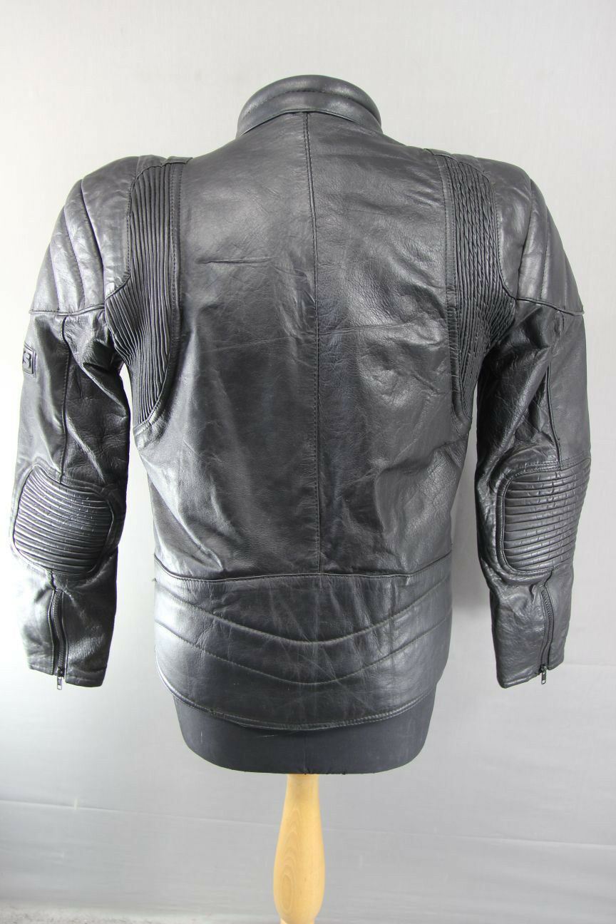 CLASSIC BLACK LEATHER JTS BIKER JACKET 38 INCH