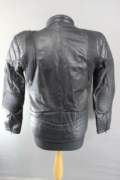 CLASSIC BLACK LEATHER JTS BIKER JACKET 38 INCH
