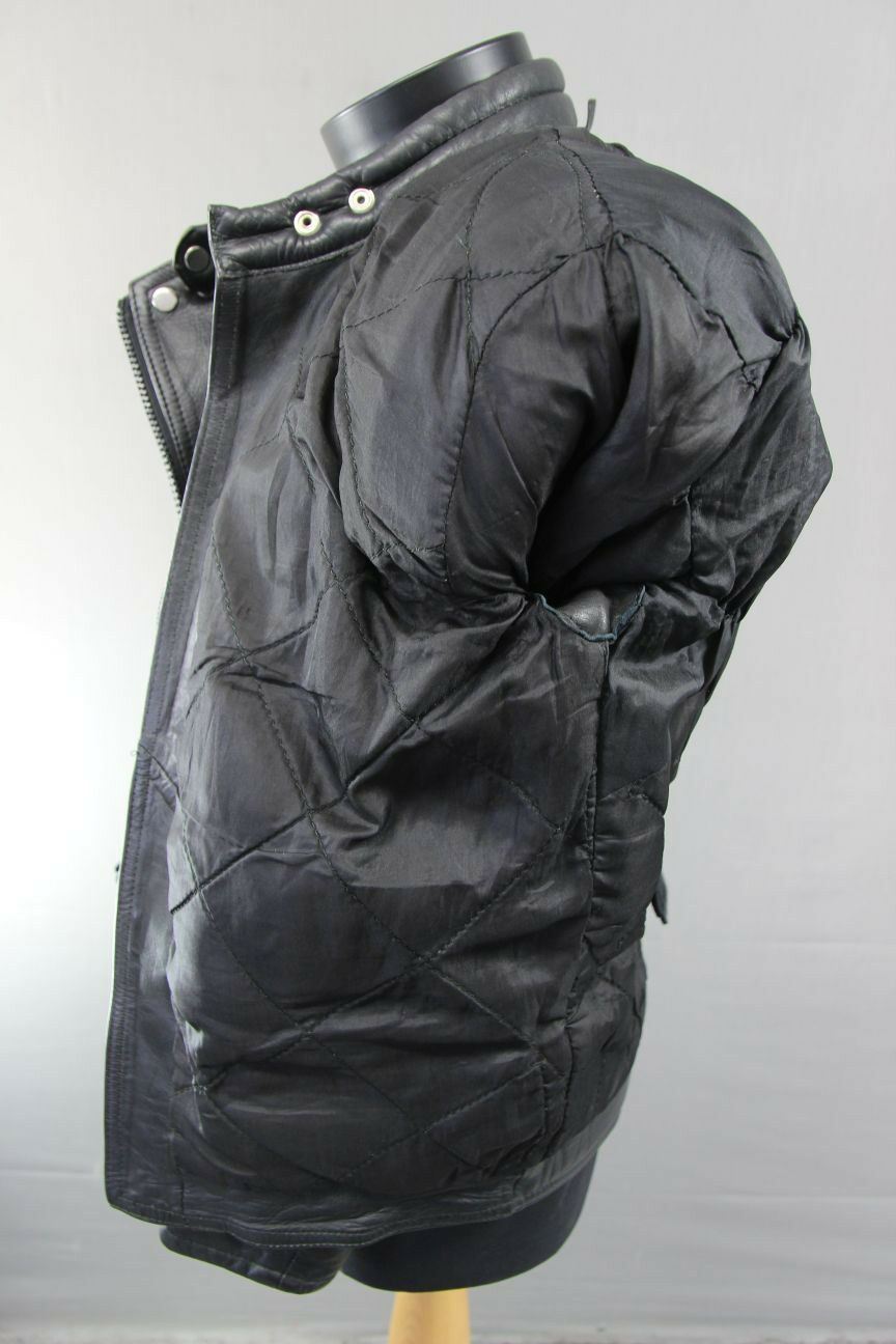 CLASSIC BLACK LEATHER JTS BIKER JACKET 38 INCH