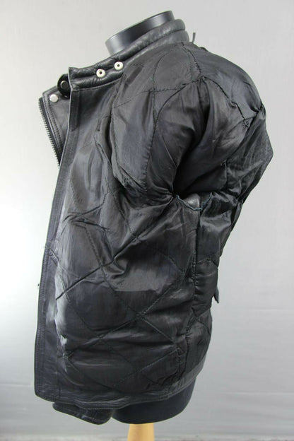 CLASSIC BLACK LEATHER JTS BIKER JACKET 38 INCH