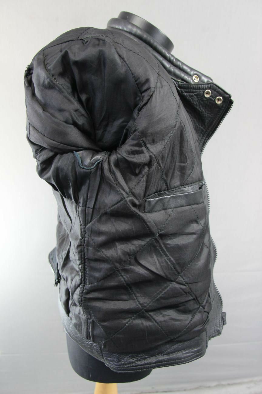 CLASSIC BLACK LEATHER JTS BIKER JACKET 38 INCH