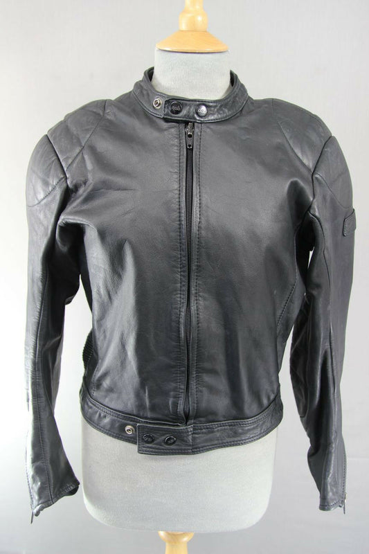 CLASSIC POLO BLACK LEATHER BIKER JACKET 36 INCH