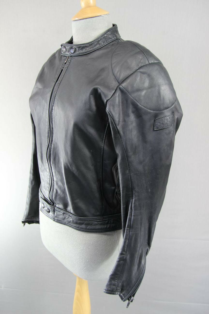 CLASSIC POLO BLACK LEATHER BIKER JACKET 36 INCH