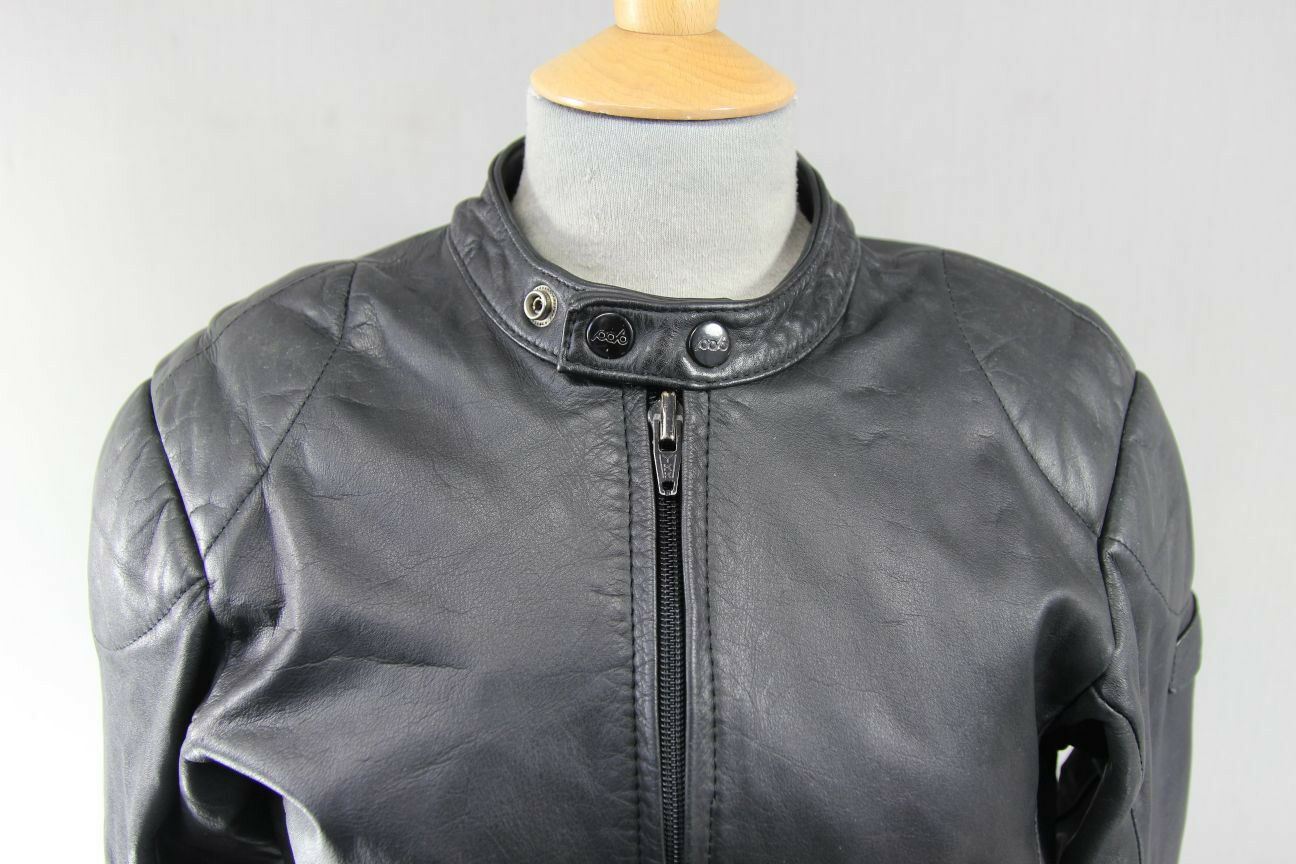CLASSIC POLO BLACK LEATHER BIKER JACKET 36 INCH