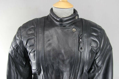 CLASSIC 'CHARLIE' BLACK LEATHER BIKER JACKET 34 INCH/MEDIUM