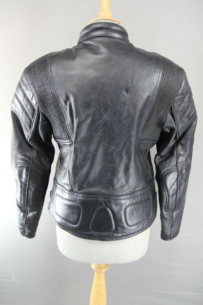 CLASSIC 'CHARLIE' BLACK LEATHER BIKER JACKET 34 INCH/MEDIUM