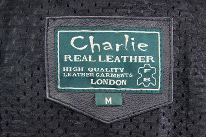 CLASSIC 'CHARLIE' BLACK LEATHER BIKER JACKET 34 INCH/MEDIUM