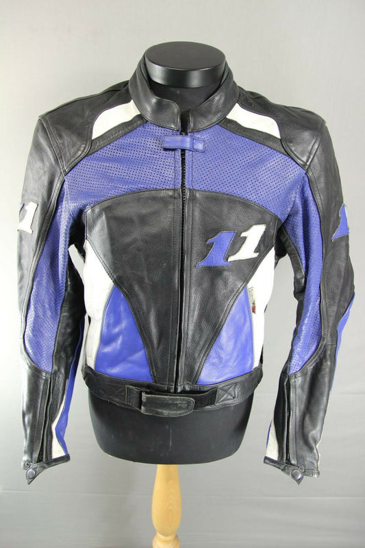 JUST BIKERS LEATHER BIKER JACKET WITH BACK, SHOULDER & ELBOW CE ARMOUR 40 INCH