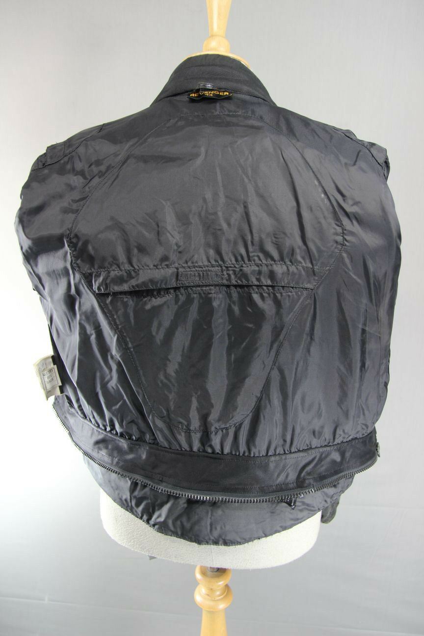 REVENGER BLACK & SILVER/GREY LEATHER BIKER JACKET 40 INCH