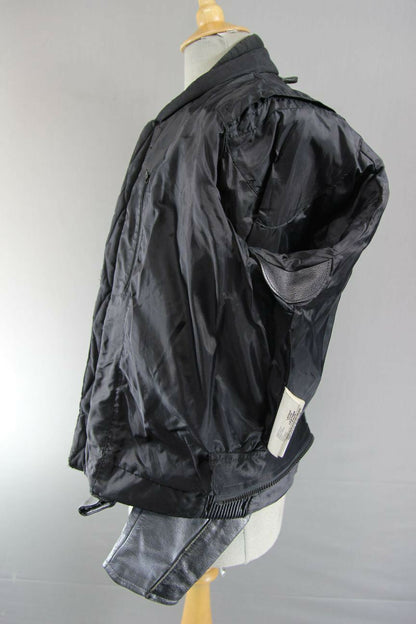 REVENGER BLACK & SILVER/GREY LEATHER BIKER JACKET 40 INCH