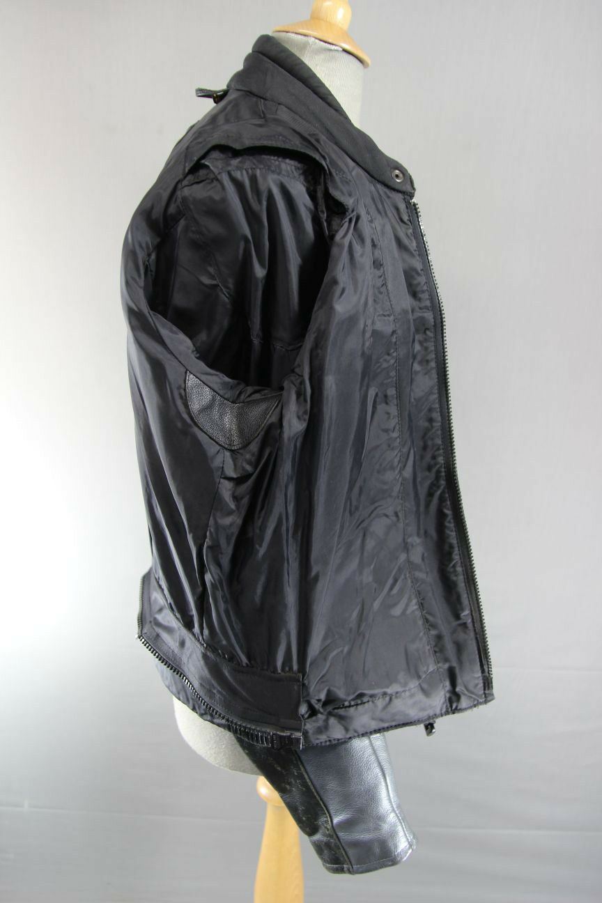 REVENGER BLACK & SILVER/GREY LEATHER BIKER JACKET 40 INCH