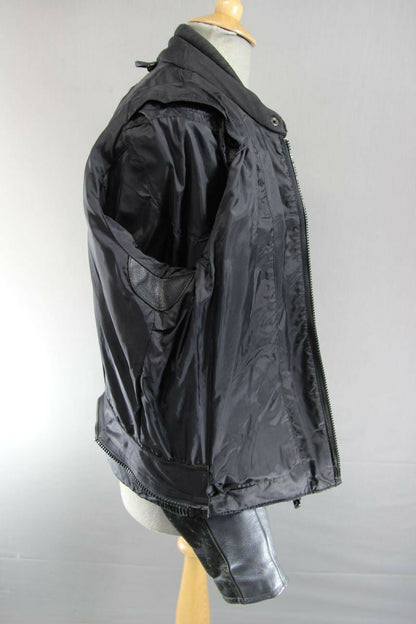 REVENGER BLACK & SILVER/GREY LEATHER BIKER JACKET 40 INCH