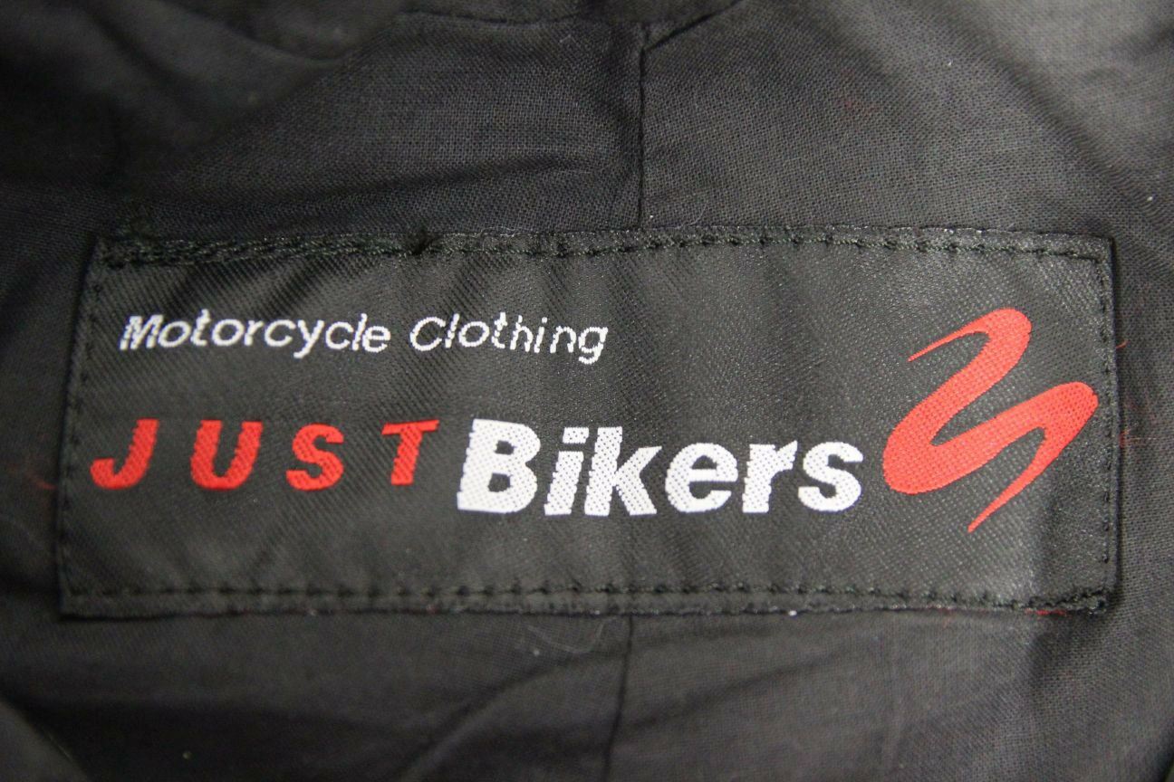 JUST BIKERS BLACK LEATHER TROUSERS SIZE 14: WAIST 28 INCHES/INSIDE LEG 27 INCHES