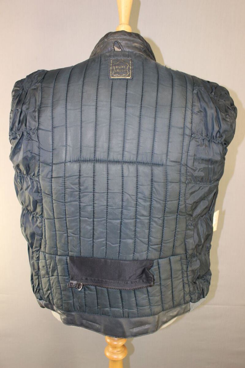CLASSIC VINTAGE 1980's DARK & LIGHT GREY MQP LEATHER BIKER JACKET 38 INCH