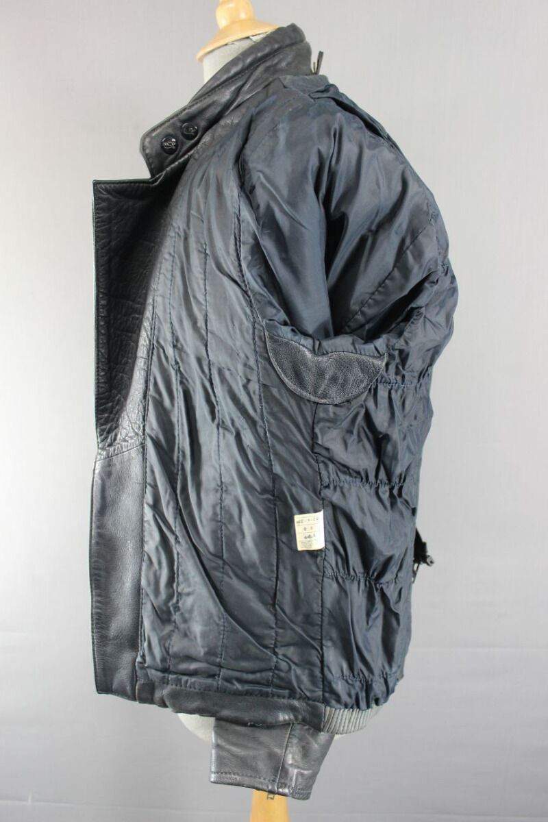 CLASSIC VINTAGE 1980's DARK & LIGHT GREY MQP LEATHER BIKER JACKET 38 INCH
