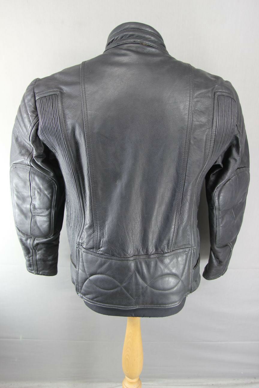 CLASSIC SPORTEX BISON BLACK COWHIDE LEATHER BIKER JACKET 38 INCH