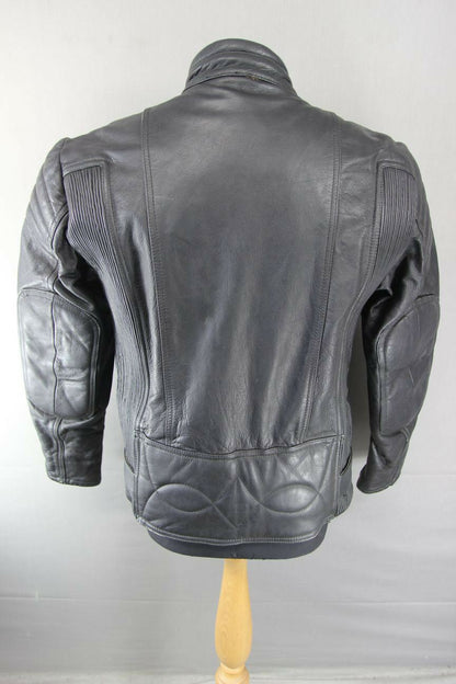 CLASSIC SPORTEX BISON BLACK COWHIDE LEATHER BIKER JACKET 38 INCH