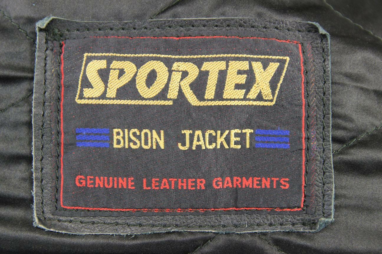 CLASSIC SPORTEX BISON BLACK COWHIDE LEATHER BIKER JACKET 38 INCH