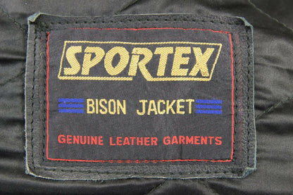 CLASSIC SPORTEX BISON BLACK COWHIDE LEATHER BIKER JACKET 38 INCH