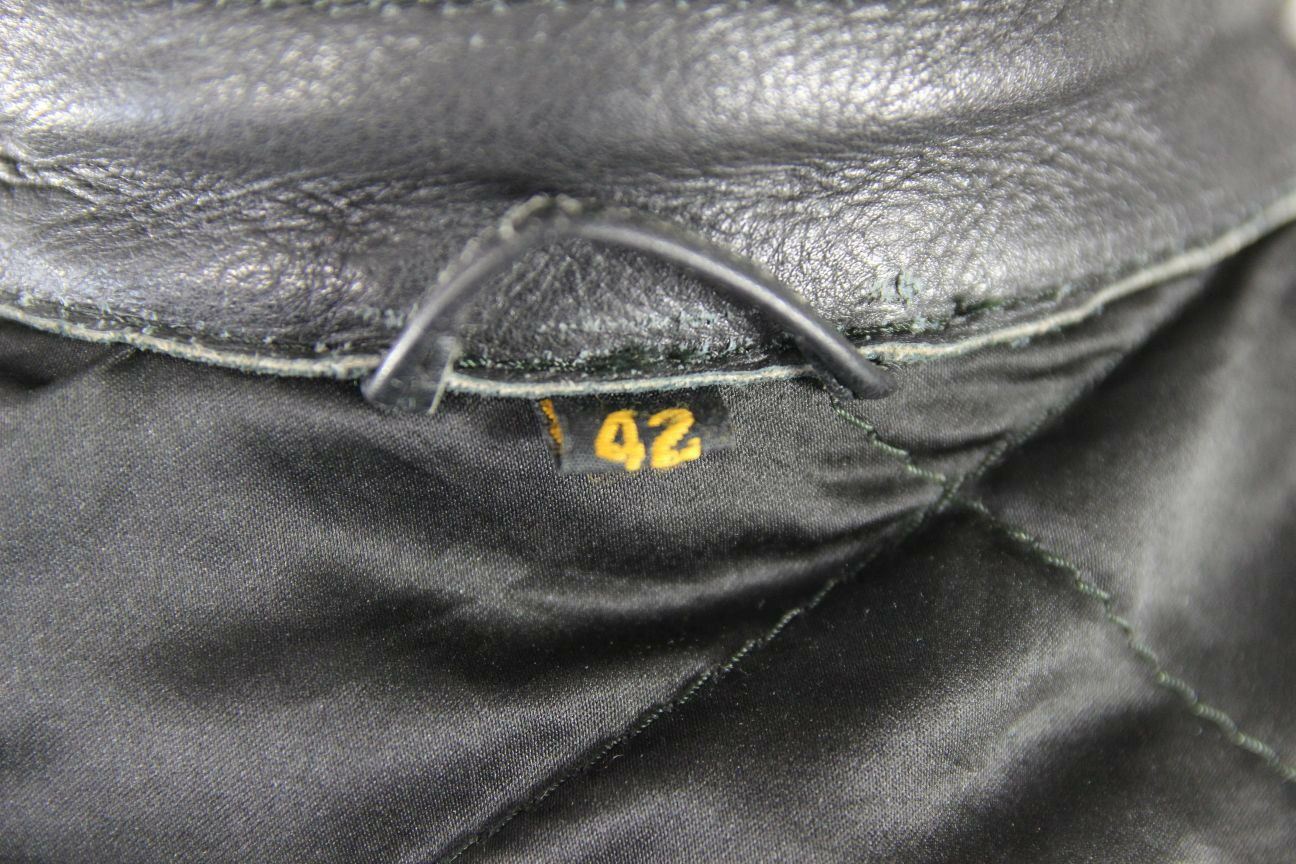 CLASSIC SPORTEX BISON BLACK COWHIDE LEATHER BIKER JACKET 38 INCH