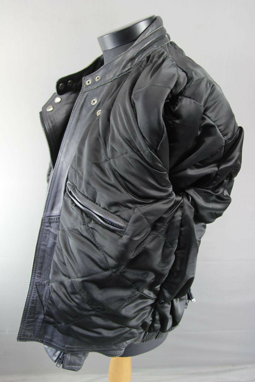 CLASSIC SPORTEX BISON BLACK COWHIDE LEATHER BIKER JACKET 38 INCH